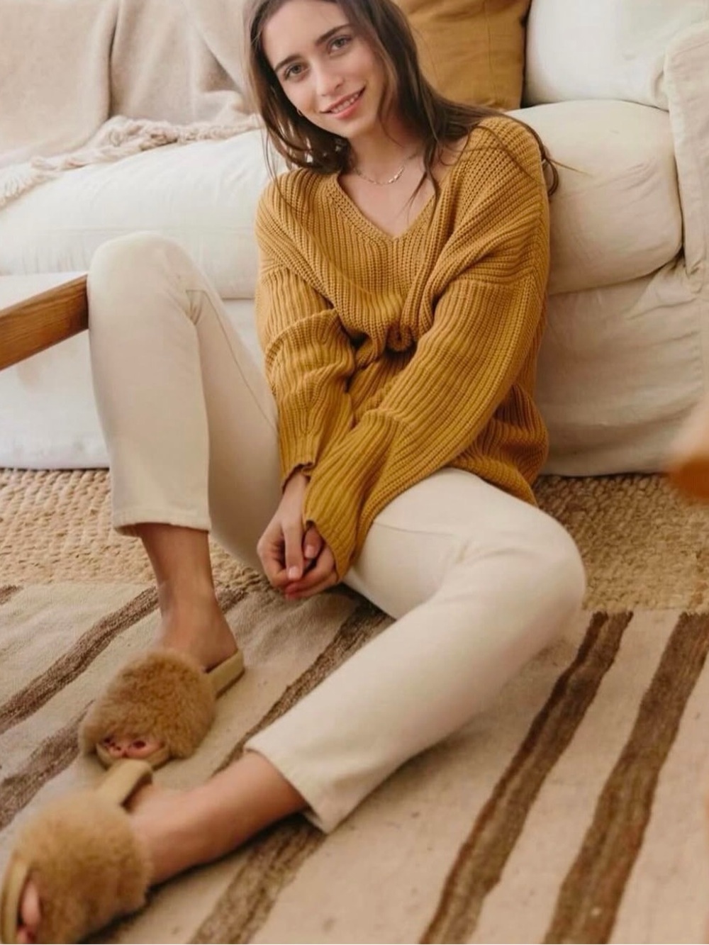 Jenni Kayne Faux Fur Slide Slippers - Tan